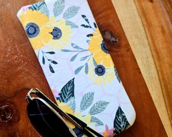 Padded Eyeglass Eyewear Case: Sunflower Honeycomb Sunglasses Pouch