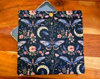 Celestial Moth Kobo Sleeve, Padded Gothic Butterfly E-reader Pouch