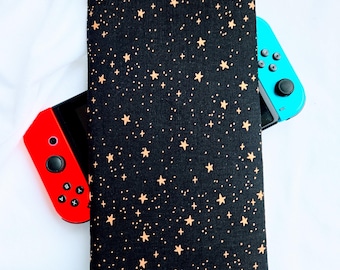 Black Stars Nintendo Switch Case, Padded Celestial Gamer Sleeve