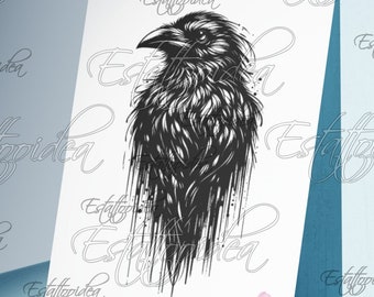 Raven Tattoo | Raven Tattoo Design | Raven Drawing | black crow | Bird tattoo | Black bird | Blackwork tattoo | Raven