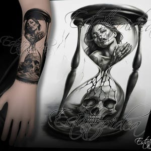 Hourglass tattoo | Hourglass tattoo design | Abstract tattoo | Forearm tattoos | Clock tattoo | Time tattoo | Realistic Tattoo | PNG