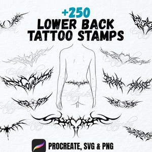 260 Lower Back Tattoo Stamps for Procreate | Tramp Stamp | Neo Tribal, Gothic, Cybersigilism