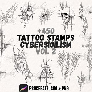 466 Cybersigilism Tattoo Stamps Vol 2 | Procreate Brushes | Stencils | Neo Tribal | Gothic