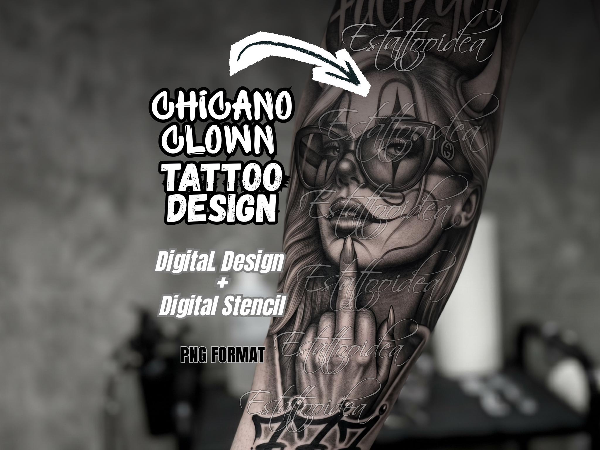 Chicano clown girl tattoo - Etsy 日本