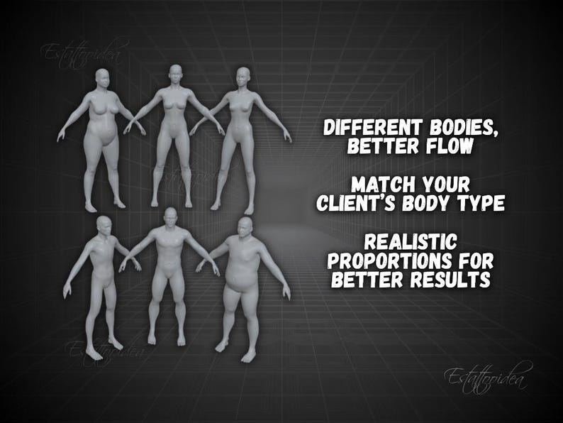3D Human Models Bundle | Procreate Tattoo Body Template & Anatomy Pack ...