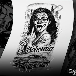 Chicana clown tattoo | Chicano girl tattoo | Chola tattoo | Realistic tattoo | Lowrider tattoo | Tattoo design | Half sleeve tattoo