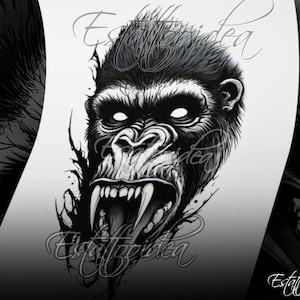 Gorilla Tattoo | Gorilla Tattoo Design | Gorilla Drawing | Gorilla PNG | Monkey Tattoo | Ape Tattoo | Dark Tattoo | Horror tattoo | Gorilla