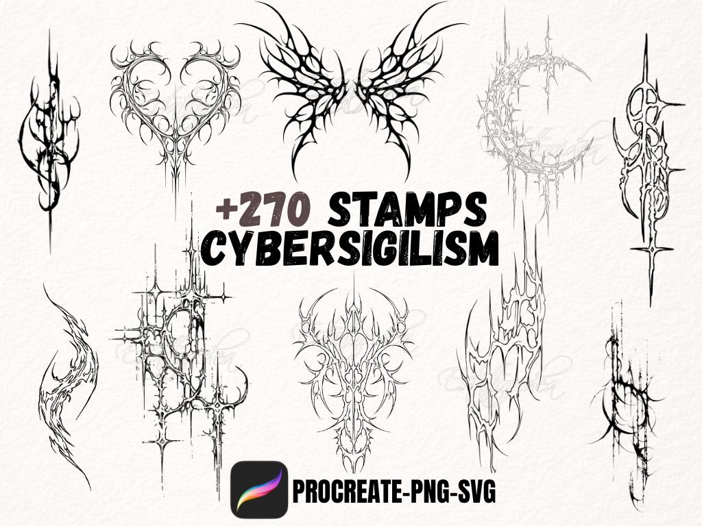 277-cybersigilism-tattoo-designs-pack-procreate-stamps-neotribal