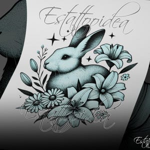 Rabbit Tattoo - Bunny Tattoo - Minimalist Rabbit Tattoo - Rabbit Tattoo Design - Small Cute Bunny Tattoo