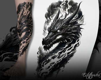 Dragon tattoo | Dragon tattoo design | Dragon tattoo sleeve | Dark Chinese Dragon Tattoo | Black dragon | Dragon arm tattoo | Dark tattoo