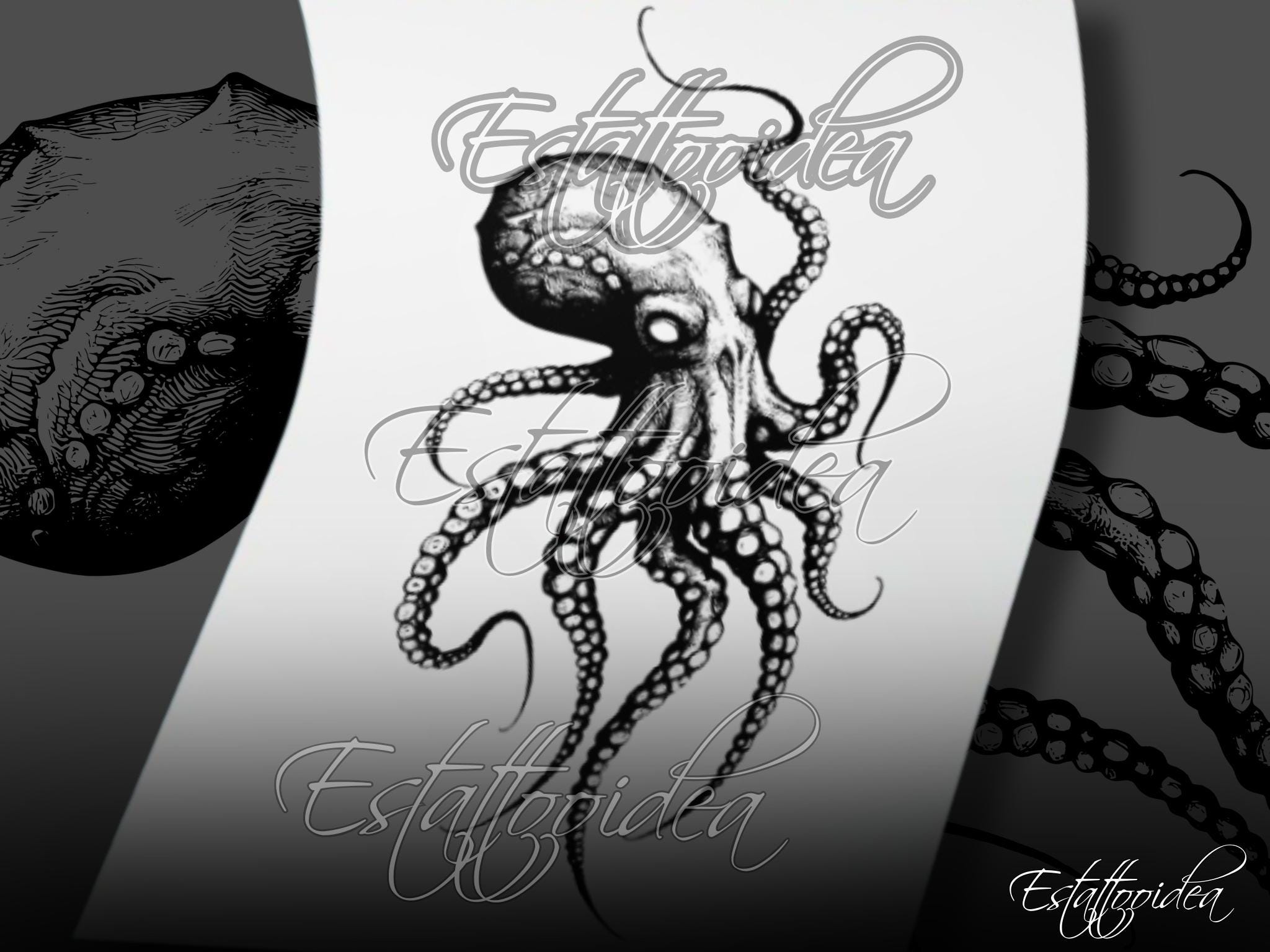 Black And White Octopus Tattoo Black And White Octopus Tattoo