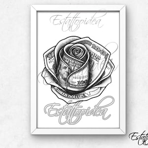 Money Rose Tattoo | 100 Bill Rose Tattoo | Dollar Rose | Cash Rose ...