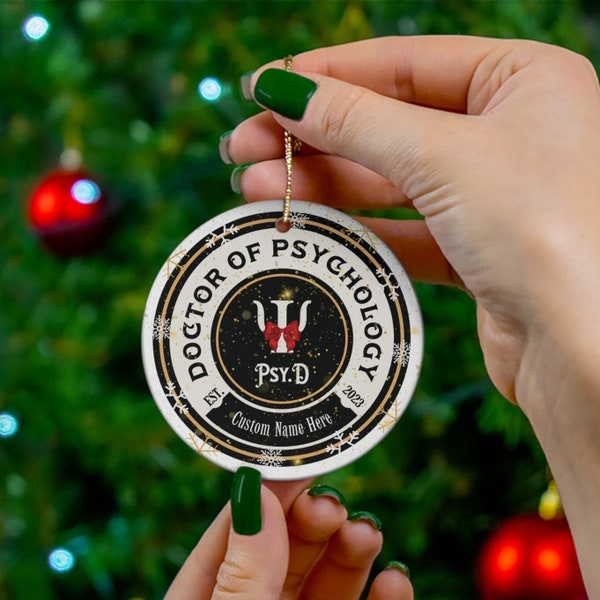 Psychology Ornament Personalized PsyD Graduation, Custom Christmas Gift Doctorate of Psychology,  Christmas ornament  Psychologist