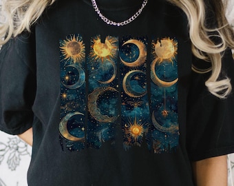 Comfort Colors Moon Phases Shirt: Mystical Celestial Graphic Tee