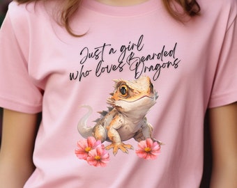 Bearded Dragon Shirt Just a Girl Who Loves Bearded Dragons Animal Graphic Tee for Dragon Dad Dragon Mom Gift for Beardies Reptile Gifts