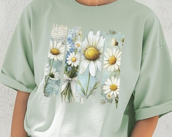 Comfort colors Daisy graphic TShirt, cottage core clothing floral print graphic TShirt Flower Shirt Cottagecore gift for bestie Summer shirt