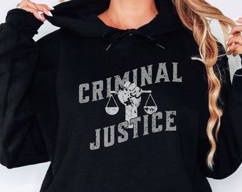 Criminal Justice Major Distressed Retro Graphic Hoodie Gift for Criminal Justice Teacher student, college bound graduate criminal justice
