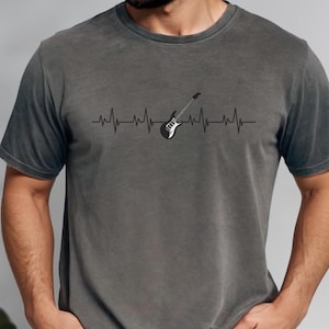 Guitar heartbeat T Shirt Comfort Colors gift for guitarist minimalist musician T Shirt electric guitar player gift for music teacher guitar