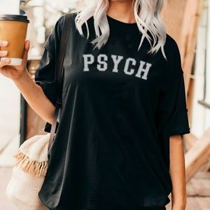 PSYCH College T Shirt Psychology Oversized TShirt Comfort Colors black