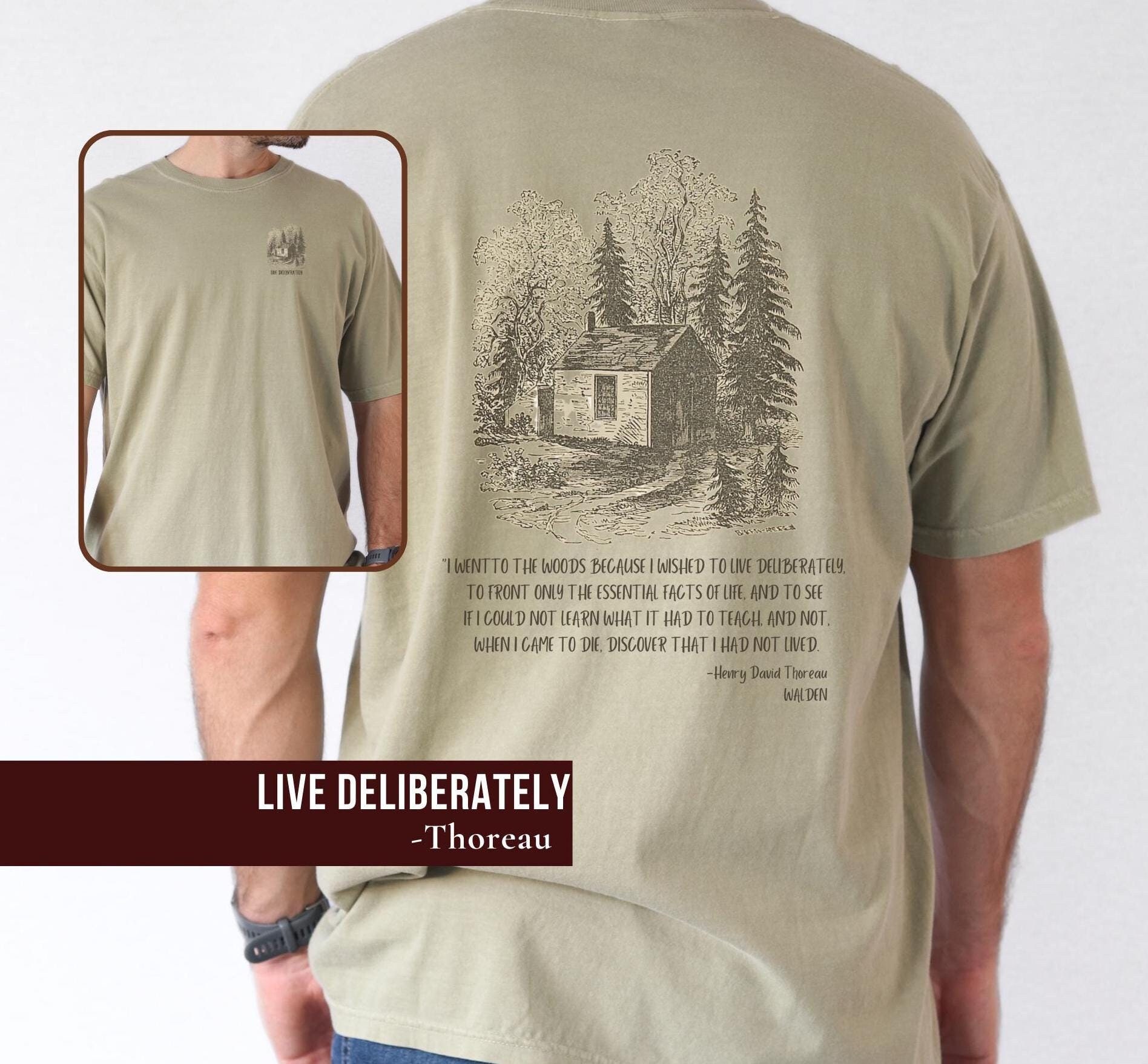 Women's T-Shirts [Out of Print] Henry David Thoreau / Walden Tee (Olive) (Womens) Amazon.com: Walden by Henry David Thoreau Shirt, Walden Book
