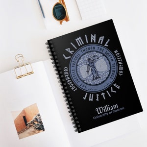 Criminal Justice Major  Personalized Spiral Notebook Gift, Scales of Justice Blank Journal Gift for student,  Teacher, future lawyer