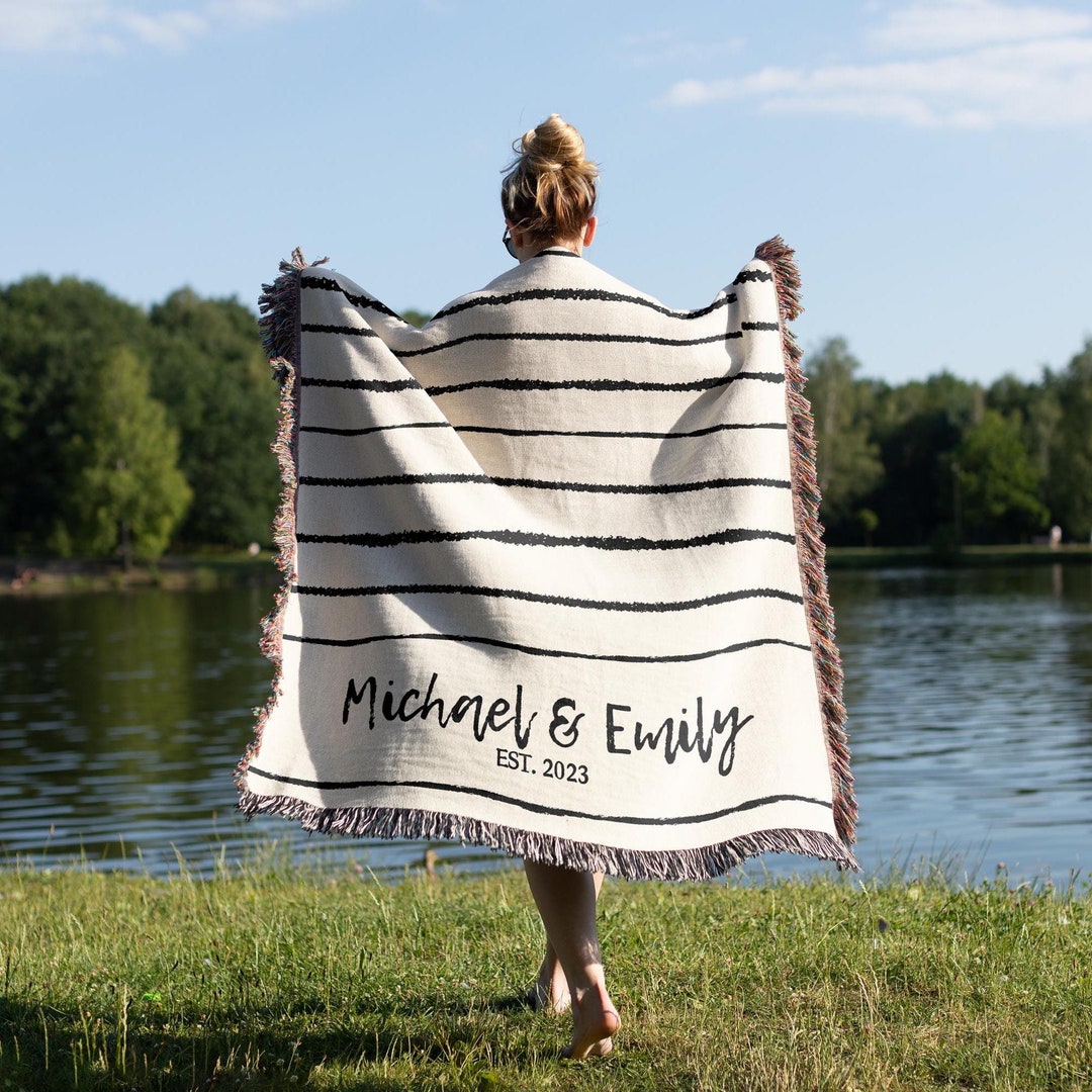 Woven Blanket Couple Gift Name Blanket Personalized Woven Throw Blanket ...