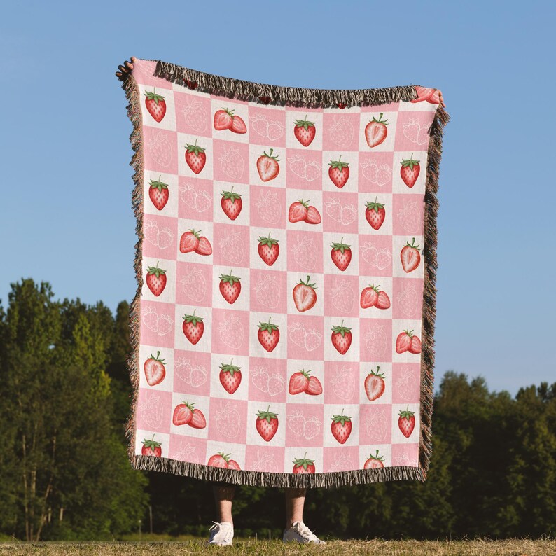 Farmhouse Decor strawberry blanket housewarming gift
