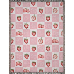 Farmhouse Decor strawberry blanket housewarming gift strawberry decor throw blanket couch pink room decor strawberry tapestry blanket woven image 6