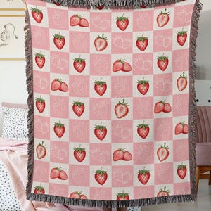 Strawberry blanket pink room decor