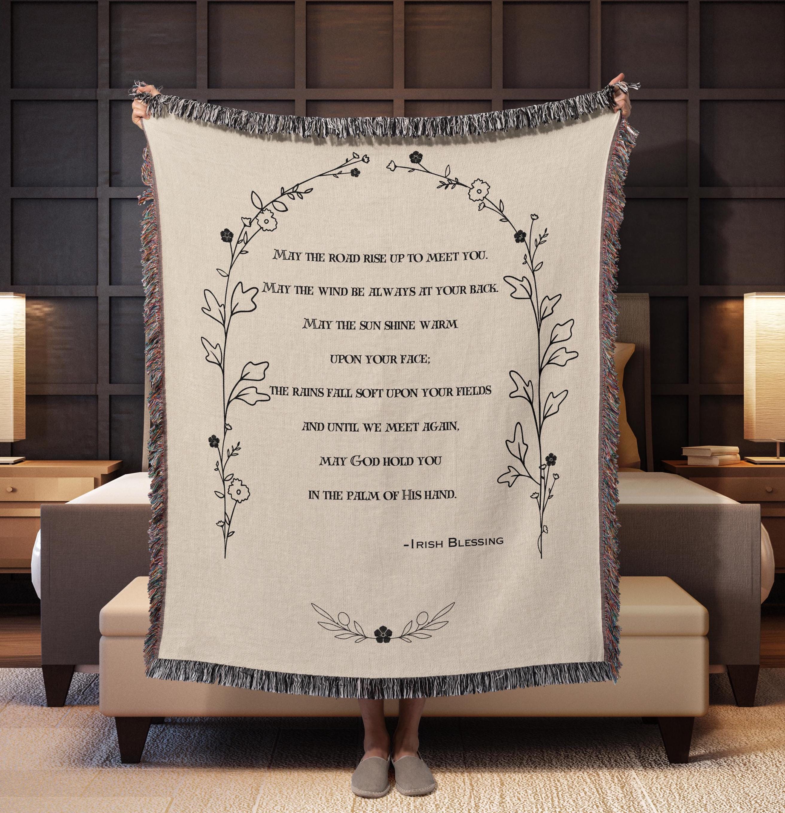 Irish Blessing Woven throw blanket minimalist woven tapestry Irish wedding Blessing woven blanket cotton anniversary gift housewarming