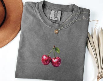 Cherry shirt Comfort Colors Summer Shirt,  Cottagecore Cherry Blossom trendy graphic tee, Cherry Lover gift for foodie fruit Shirt