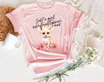 Fennec Fox Shirt Just a Girl Who Loves Fennec Foxes Animal Graphic shirt for Fennec Fox Mom Cute Fennec Fox gifts for Fennec Fox Lovers