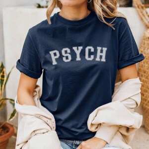 PSYCH College T Shirt Psychology Oversized TShirt Comfort Colors NAVY