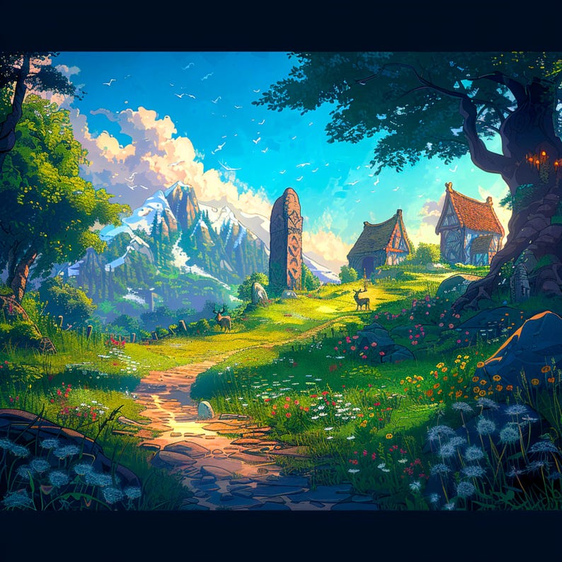 5 Fantasy RPG Landscape Backgrounds – Digital Download Clipart - Etsy