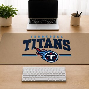 Football Flame Emblem Desk Mat, Navy Blue and Red Sports Mouse Pad, Athletic Office Desk Decor, Gaming Workspace Accessory