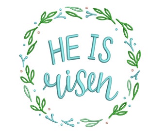 Easter embroidery design, Christian Easter embroidery machine file, 3 sizes, Instant download, He is Risen pes embroidery