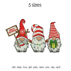 Christmas Gnome Embroidery File, 5 SIZES, Christmas pes machine embroidery, Christmas embroidery file, gnome pes