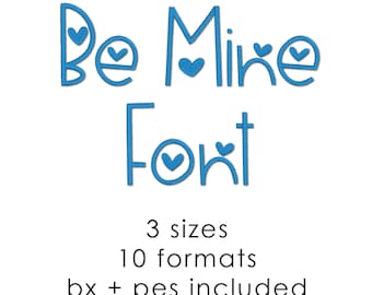 Valentine Font machine embroidery font, 3 sizes bx pes font, handwritten font embroidery font Heart Font Be Mine Font