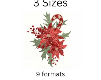 Kerstster borduurbestand, 3 MATEN pes, kerst pes machineborduurwerk, kerstborduurbestand, bloemen kerstborduurwerk