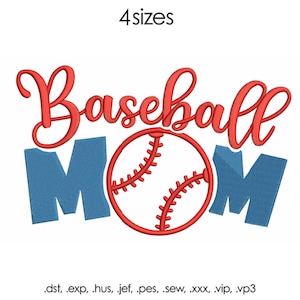 Baseball Mom Machine Embroidery Design 4 Sizes Digital Download Embroidery Design
