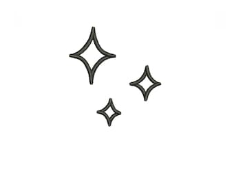 Sparkles Embroidery Design, 4 sizes, Instant Download Stars Embroidery File, retro sparkles embroidery file