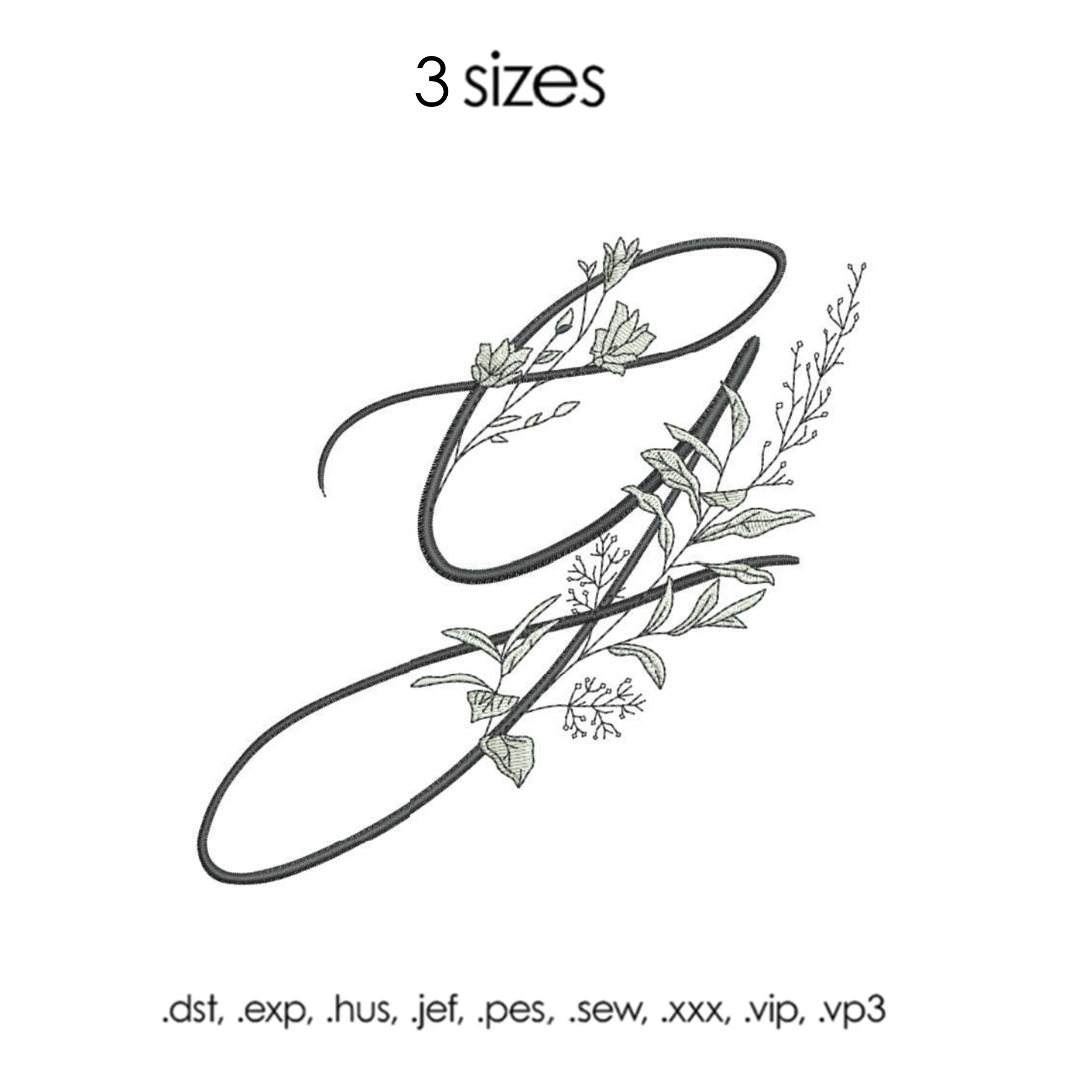 Monogram G Monogram Letter G Machine Embroidery File, 3 Sizes, Embroidery File Pes ...