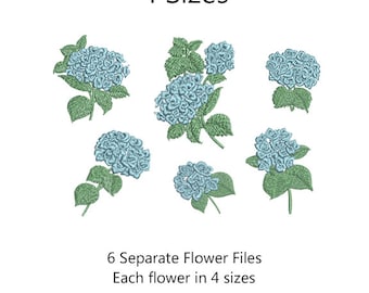 Hydrangea Flowers embroidery file, machine embroidery, 4 sizes, flower embroidery file, mini embroidery file, cute modern flower embroidery