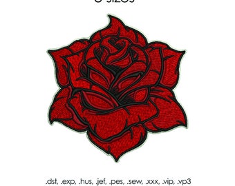 Rose embroidery file, machine embroidery, 8 sizes, rose embroidery file, flower embroidery