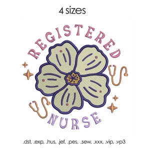 Nurse Machine embroidery file, 4 sizes, Registered Nurse, medical embroidery Stethoscope embroidery file digital download
