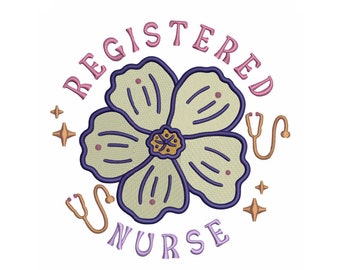 Nurse Machine embroidery file, 4 sizes, Registered Nurse, medical embroidery Stethoscope embroidery file digital download