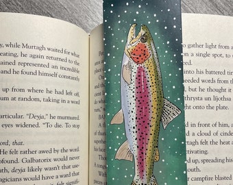 Rainbow Trout Matte Bookmark - Laminated or Unlaminated option - Fish Lover - Book Lover- Colorful, Whimsical Bookmark - River, Lake For Him