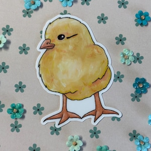Spring Chick Matte Sticker - Water Resistant Vinyl sticker - Cottagecore sticker - Baby Chicken - Chicken Lover - Spring, Easter Sticker