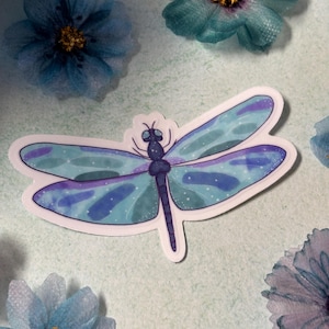 Whimsical Dragonfly Clear Vinyl Sticker - Water Resistant Clear Vinyl sticker - Dragonfly Lover- Laptop Decal - Water bottle Sticker
