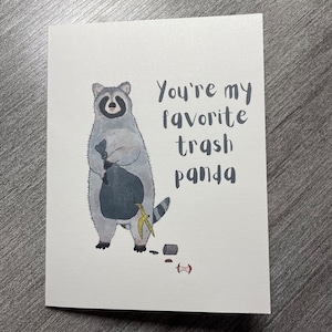 Prullenbak Panda, wasbeer vriendschap wenskaart met ambachtelijke envelop A2-formaat, 4,25 inch x 5,5 inch